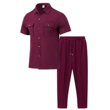 Load image into Gallery viewer, Men's Summer Fashion Comfortable Casual Sports Two-Piece Suit Workwear Shirt And Pants Set Short Sleeve Shirt