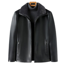 Lade das Bild in den Galerie-Viewer, Integrated Fleece Fur Lapel Leather Coat