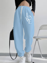 Lade das Bild in den Galerie-Viewer, Plus Size Casual Love Print Hoodie & Sweatpants Two-Piece Set