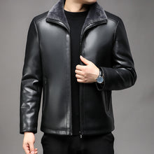 Lade das Bild in den Galerie-Viewer, Integrated Fleece Fur Lapel Leather Coat