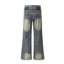 Lade das Bild in den Galerie-Viewer, Retro Worn Looking Washed-out Jeans Deconstructed Stitching Design Loose All-match
