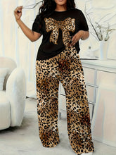 Lade das Bild in den Galerie-Viewer, Plus Size Leopard Print Women's Pajama Set