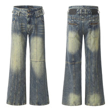 Lade das Bild in den Galerie-Viewer, Retro Worn Looking Washed-out Jeans Deconstructed Stitching Design Loose All-match