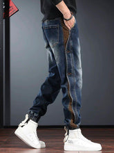 Cargar imagen en el visor de la galería, Vaqueros de patchwork pesados de estilo americano