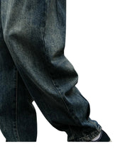 Load image into Gallery viewer, SHADOW FASHION CLOTHING men's loose denim harem jeans in a distressed blue wash for a casual streetwear look