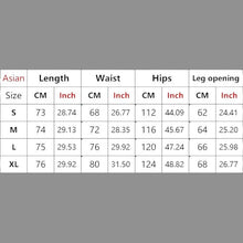 Load image into Gallery viewer, SHADOW FASHION CLOTHING size chart table for men's loose straight denim pants with measurements in cm and inches