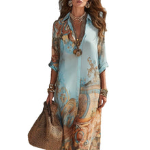Load image into Gallery viewer, Chiffon Digital Print Fresh Vintage Flowy Women's Dress
