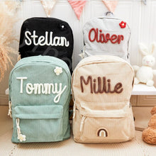 Load image into Gallery viewer, Etsy Cross-border Cute Corduroy Large Capacity Backpack with Adhesive for Letters, Kids and Students School Bag
