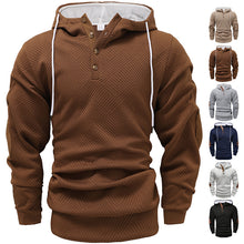 Load image into Gallery viewer, Casual Solid Color Jacquard Long Sleeve Hooded Sweatshirt Men
