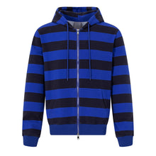 Load image into Gallery viewer, Black and gray striped hooded sweatshirt casual jacket
