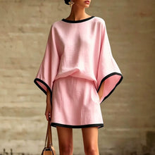 Load image into Gallery viewer, Cotton Linen Casual Batwing Sleeve Top and Skirt Two-Piece Set for Women
