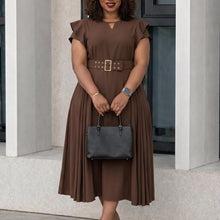 Load image into Gallery viewer, Short Sleeved Solid Color High Waist Mid Length Dress
