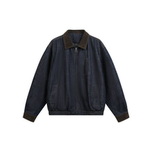 Load image into Gallery viewer, Loose Barn Style Patchwork Turn-down Collar Denim-like Jacket Coat
