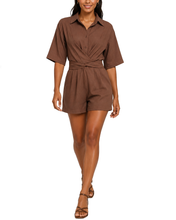 Load image into Gallery viewer, Women's Fashion Cross Back Tie Collar Loose One-Piece Suit
