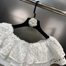 Load image into Gallery viewer, Square Collar Short Sleeve Ruffles T-shirt + Mini Skirts Set

