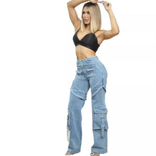 Load image into Gallery viewer, Denim Jeans for Women, Fashion Multi-Pocket Csual Cargo Pants
