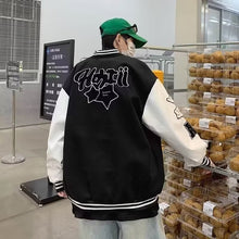 Load image into Gallery viewer, Casual Color Block Long Sleeve Button Closure Stand Collar Regular Fit Baseball Jacket
