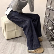 Load image into Gallery viewer, Deep Blue Denim Color Knife Cut Jeans for Women
