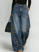 Load image into Gallery viewer, , casual loose high-waisted wide-leg jeans
