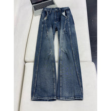 Load image into Gallery viewer, Lightning Pattern Washed Denim Pants Men Straight Leg Pants
