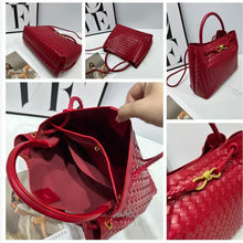 Load image into Gallery viewer, Figure-8 Shaped Metal Bow Genuine Leather Tote Bag
