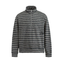 Load image into Gallery viewer, Letter Embroidery Stripe Spliced Half-Zip Hooded Sweatshirt Men
