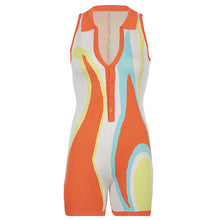 Load image into Gallery viewer, American Lapel Women New Color Block Sleeveless Jumpsuit Shorts One Piece Ladies Clothes
