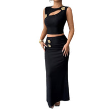 Lade das Bild in den Galerie-Viewer, Sleeveless Top, Hip Hugging Long Skirt Set
