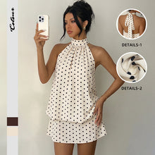 Lade das Bild in den Galerie-Viewer, Hanging Neck Polka Dot Backless Dress
