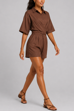 Load image into Gallery viewer, Women's Fashion Cross Back Tie Collar Loose One-Piece Suit
