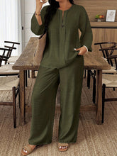 画像をギャラリービューアに読み込む, Plus Size Women's Casual Long-Sleeved Shirt And Loose Pants
