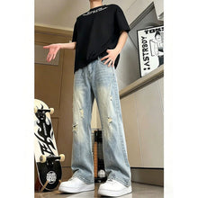 Load image into Gallery viewer, Ripped Denim Pants Men Vibe Straight Leg Slight Flare Pants
