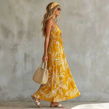 Charger l'image dans la galerie, Summer New Vacation Style Printed V-Neck Strap Long Dress for Women Beach Dress
