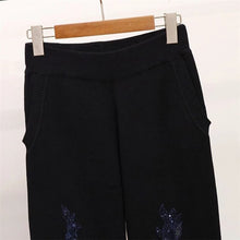 Load image into Gallery viewer, Casual Embroidered Sequin Sets For Women O Neck Long Sleeve Tops High Waist Pants Print Two Piece Set

