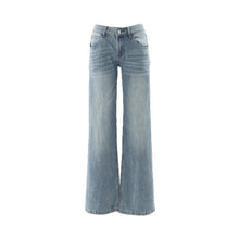 Load image into Gallery viewer, Retro Low-Waist Blue Straight Leg Jeans for Women
