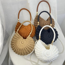 Load image into Gallery viewer, Fun handmade crochet ocean conch bag shell bag women's diagonal cross bag crochet bag
