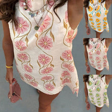 Load image into Gallery viewer, Fashionable Pink Floral Round Neck Sleeveless Vest Dress for Women Casual Summer Style
