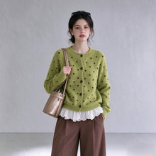 Load image into Gallery viewer, Polka Dot Relaxed Fit Knit Cardigan Sweater for Women
