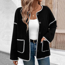 Load image into Gallery viewer, Color Block Long Sleeve Open Front Loose Fit Fleece Cardigan Jacket
