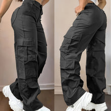 Cargar imagen en el visor de la galería, Pantalones cargo de talla grande con pernera ancha y diseño multibolsillos
