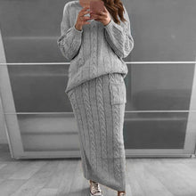 Load image into Gallery viewer, Women Winter Knitted Sweater Tops And Skirt Autumn Slim Crop Tops Women Sweater Skirts 2 Piece Sets
