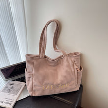 Load image into Gallery viewer, Corduroy Shoulder Large Capacity Student Tote Bag ﻿
