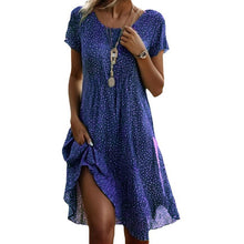 Load image into Gallery viewer, Summer Bohemian Style Large Round Neck Mid-Length Dress
