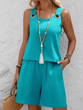 Charger l'image dans la galerie, Women's Fashion Round Neck Sleeveless Two Piece Short Set
