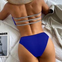Charger l'image dans la galerie, Solid Color Strapless High Waist Bikini Swimwear for Women
