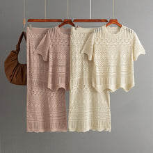 Load image into Gallery viewer, Hollow out short sleeved top and half skirt two-piece set
