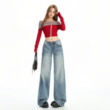 Load image into Gallery viewer, Low Waist Short Rise Straight Leg Jeans Women
