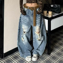 Load image into Gallery viewer, High Street Style Washed Distressed Jeans Women
