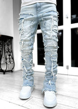 Lade das Bild in den Galerie-Viewer, Men Patched Tight Fit Stacked Jeans
