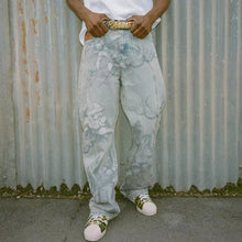 Load image into Gallery viewer, Retro angel print denim pants unisex Y2K high street design straight leg floor-length pants ins
